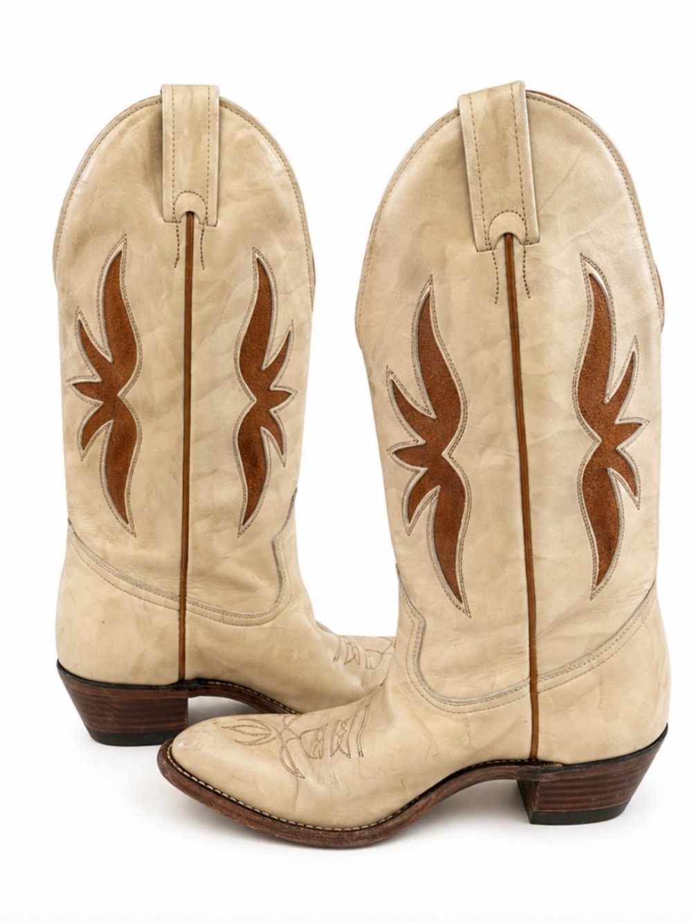 Boulet - Classic Women's Tan and Brown Leather Cowboy Boots
